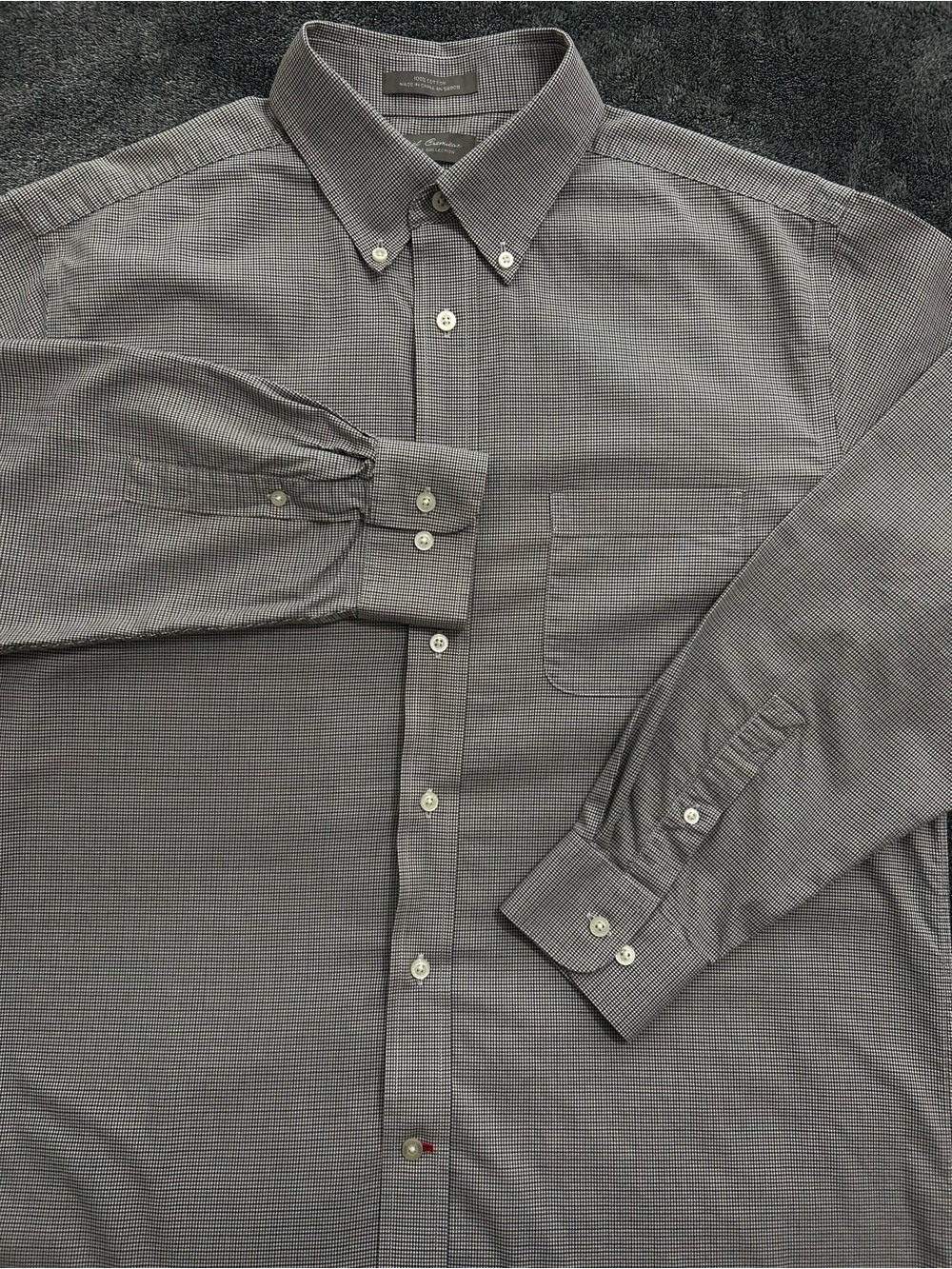 Daniel Cremieux Signature Collection Shirt Men Gray White Striped Long Sleeve L